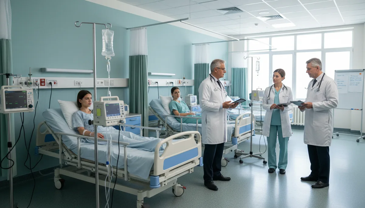 Наркологическая палата, инфузионная стойка, медицинское оборудование, врачебный обход